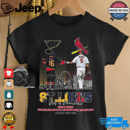 ST Louis City Of Champions Cardinals And Blues Signatures 2024 Shirt