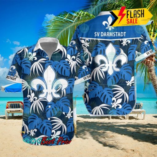 SV Darmstadt 98 Big Logo Tropical Leaves Hawaiian Shirt