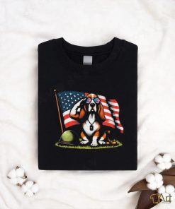 Salute Basset Hound Usa Flag Memorial Day 4th Of July Shirt