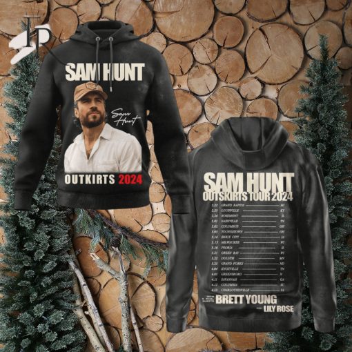 Sam Hunt Outskirts Tour 2024 With Brett Young & Lily Rose 3D Unisex Hoodie