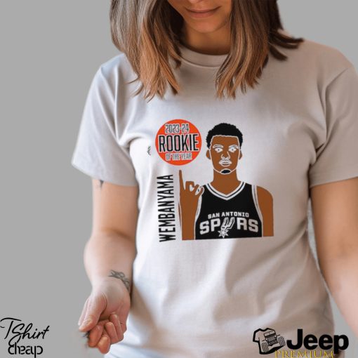 San Antonio Spurs Victor Wembanyama 2023 24 rookie of the year cartoon shirt