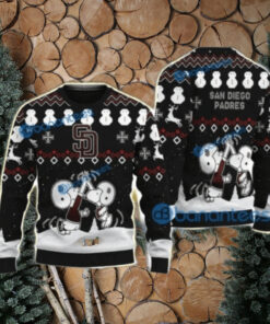 San Diego Padres Snoopy Ugly Sweater Snowmen Christmas Theme