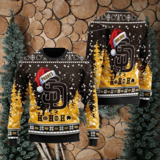 San Diego Padres Ugly Christmas Sweater Ho Ho Ho Santa Hat