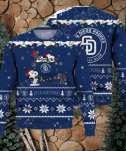 San Diego Padres Ugly Sweater With Cute Snoopy And Christmas Lights