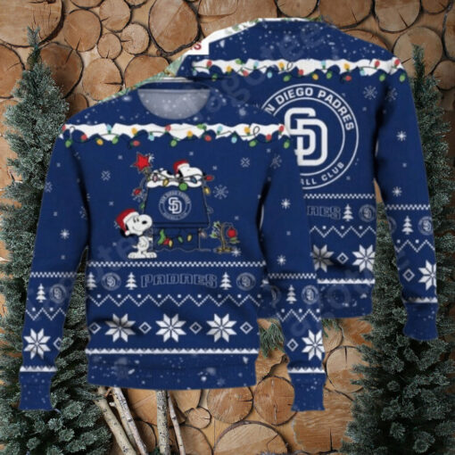 San Diego Padres Ugly Sweater With Cute Snoopy And Christmas Lights