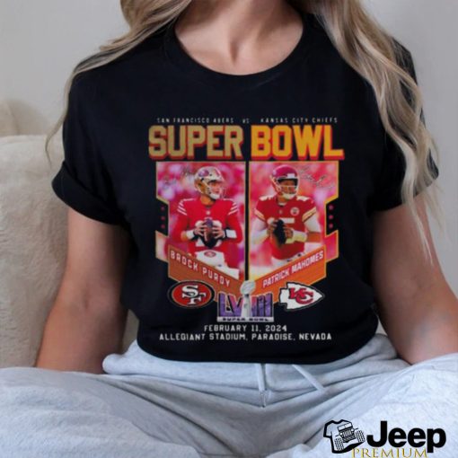 San Francisco 49ers And Kansas City Chiefs Super Bowl 2024 At Las Vegas T Shirts