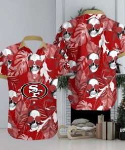 San Francisco 49ers Coconut Leaves Skull With Rose Eyes Hawaiian Shirt Gift For Holiday