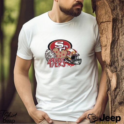 San Francisco 49ers Football Leopard Heart Helmet 2024 Shirt