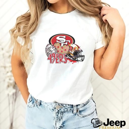 San Francisco 49ers Football Leopard Heart Helmet 2024 T Shirt