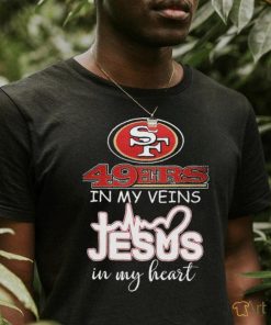 San Francisco 49ers In My Veins Jesus In My Heart Super Bowl LVIII Shirt