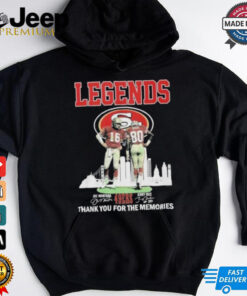 San Francisco 49ers Legends Joe Montana and Jerry Rice Thank You For The Memories T shirt