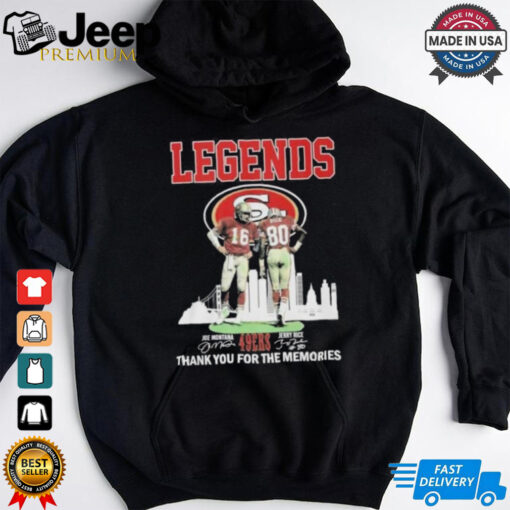 San Francisco 49ers Legends Joe Montana and Jerry Rice Thank You For The Memories T shirt