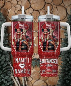 San Francisco 49ers NFL Mickey And Minnie Couple 40oz Stanley Tumbler Custom Name