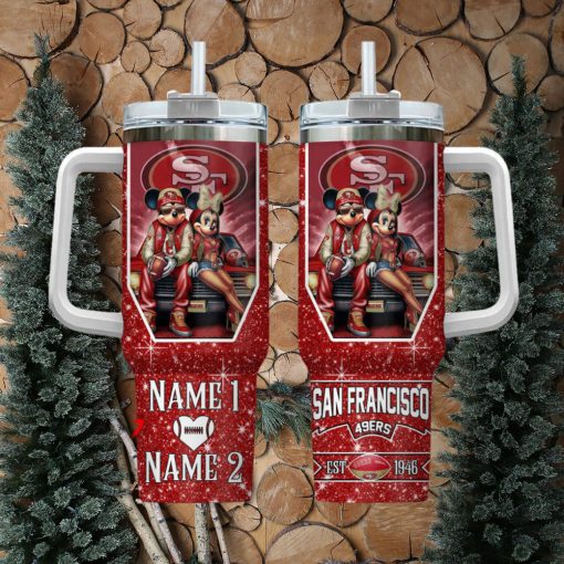 San Francisco 49ers NFL Mickey And Minnie Couple 40oz Stanley Tumbler Custom Name