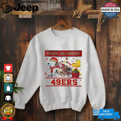 San Francisco 49ers Snoopy and Woodstock Happy Holidays shirt