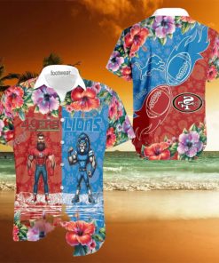 San Francisco 49ers VS NFL Detroit Lions Mascot Souvenir New Aloha Hawaiian Shirt For Men And Women