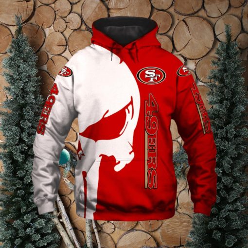 San Francisco 49ers White Skull Red Hoodies Print Full