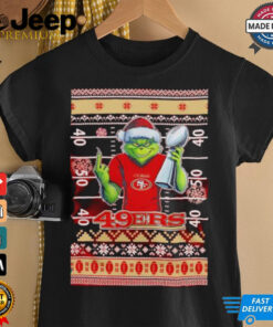 San Francisco 49ers X Grinch Christmas with Super Bowl Trophy ugly Christmas shirt