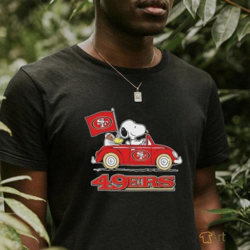 San Francisco 49ers X Peanuts Snoopy And Woodstock Drove Car Shirt