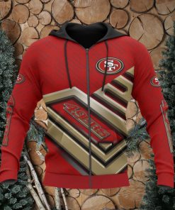 San Francisco 49ers Zip Red Hoodies Print Full