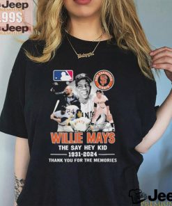 San Francisco Giants Willie Mays The Say Hey Kid 1931 2024 Signature Thank You For The Memories T Shirt