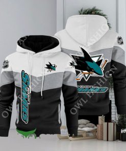 San Jose Sharks NHL Hockey Black White Printed Hoodie