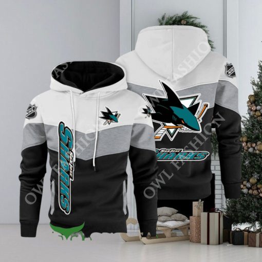 San Jose Sharks NHL Hockey Black White Printed Hoodie