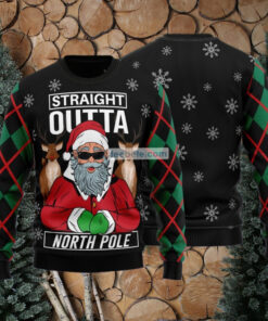 Santa And Reindeer Straight Outta North Pole Best Xmas Sweaters