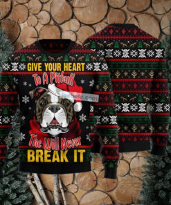 Santa Claus Bulldog Face Black Naughty Ugly Sweater