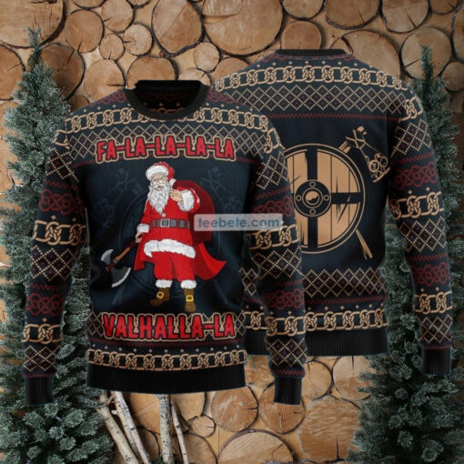 Santa Claus Falalala Valhallala Viking Christmas Sweaters On Sale