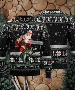 Santa Claus Fishing Black Family Ugly Christmas Sweaters