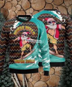 Santa Claus Jingle Bells Surfing Swells Big And Tall Christmas Sweaters