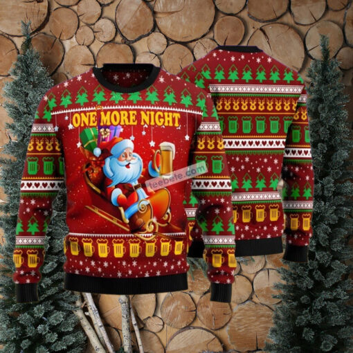 Santa Claus One More Night Beer Red Plus Size Ugly Christmas Sweater