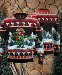 Santa Claus Riding Dinosaur Pet Ugly Sweater