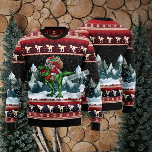 Santa Claus Riding Dinosaur Pet Ugly Sweater