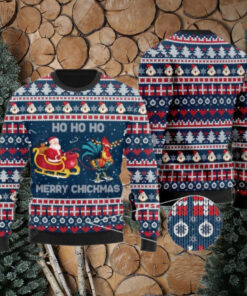 Santa Clause Riding Chicken Ugly Sweater, Santa Xmas Chicken Sweater