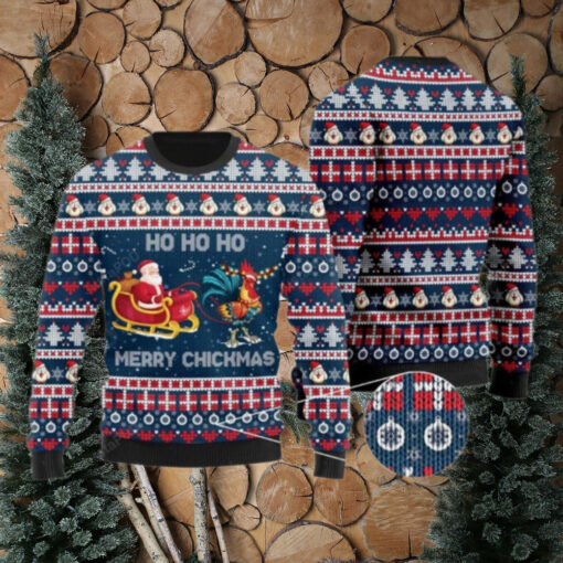 Santa Clause Riding Chicken Ugly Sweater, Santa Xmas Chicken Sweater