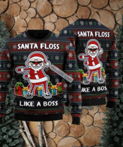 Santa Floss Like A Boss Black Best Xmas Sweaters