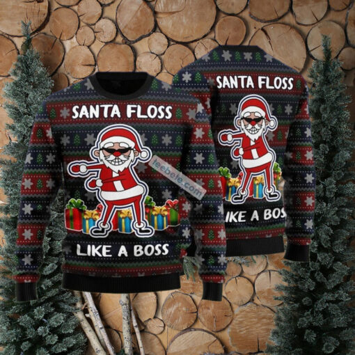 Santa Floss Like A Boss Black Best Xmas Sweaters