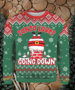 Santa Going Down 3D Ugly Christmas Sweater