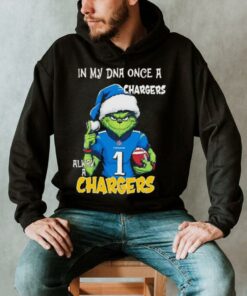 Santa Grinch in my DNA once a Chargers alway a Los Angeles Chargers Christmas shirt