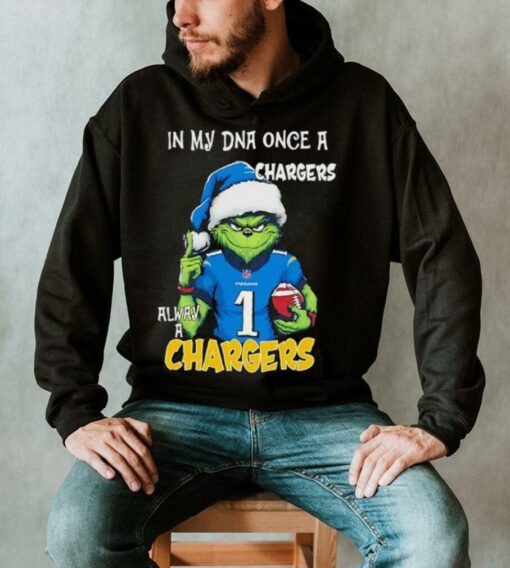 Santa Grinch in my DNA once a Chargers alway a Los Angeles Chargers Christmas shirt