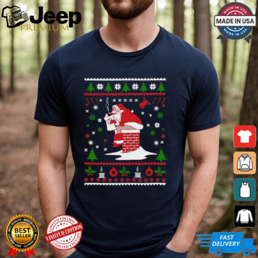 Santa Pooping Down The Chimney Ugly Christmas 2024 Shirt