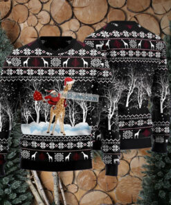 Santa Riding Giraffe Black Ugliest Sweaters For Christmas