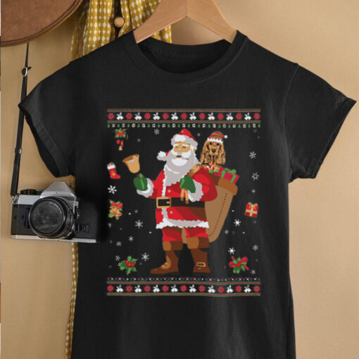 Santa Spaniels Cocker Dog Present Merry Christmas shirt