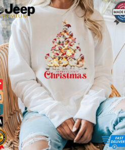 Santa chickens merry clucking Christmas tree shirt