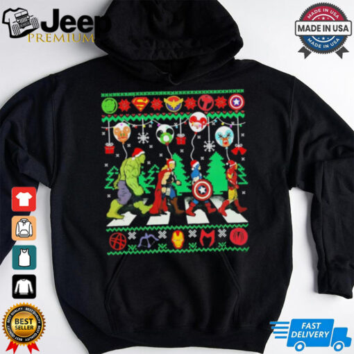 Santa hat Superhero Avengers ugly Christmas shirt