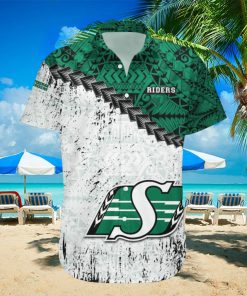 Saskatchewan Roughriders Ca Football Grunge Polynesian Tattoo Pattern Hawaiian Shirt For Fans