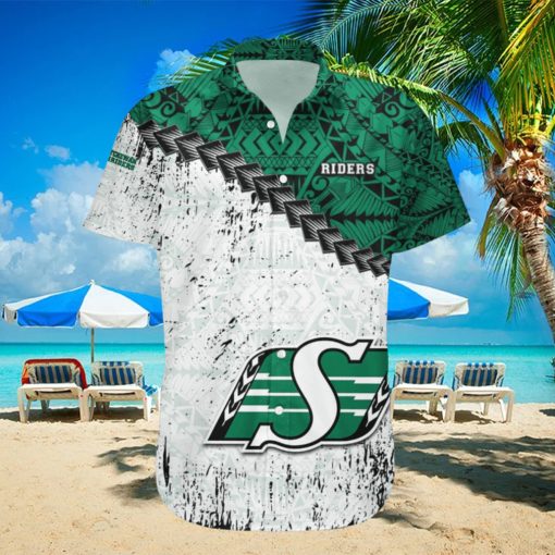 Saskatchewan Roughriders Ca Football Grunge Polynesian Tattoo Pattern Hawaiian Shirt For Fans