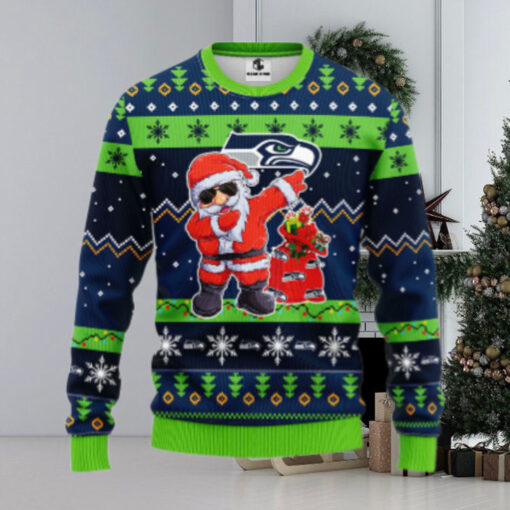 Seattle Seahawks Dabbing Santa Claus Ugly Christmas Sweater